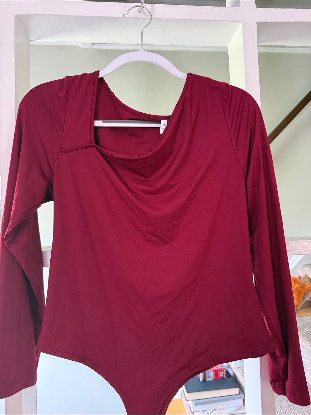 ReoRia Burgundy Long Sleeve Bodysuit Top